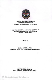 Image of BAHAN PEMBELAJARAN TERMINOLOGI MILITER BAHASA KOREA-INDONESIA