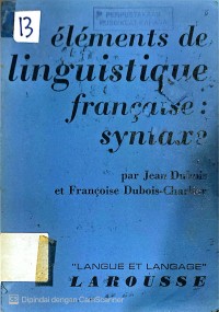 Image of ELEMENTS DE LINGUISTIQUE FRANCAISE